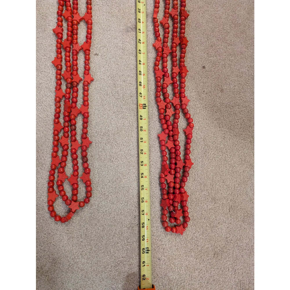 NIB Holiday Time Red Wooden Garland w/2 variations; Set of 5 - Picture 8 of 8